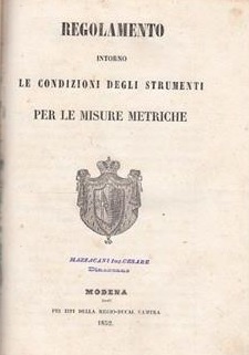 REGOLAMENTO INTORNO LE CONDIZIONI DEGLI STRUMENTI PER LE MISURE METRICHE